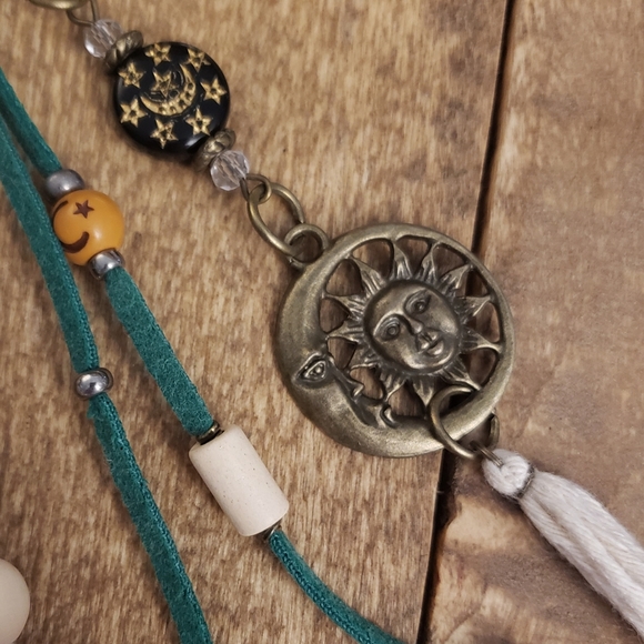 Bohemian Sun Moon Essential Oil Purse Charm Keychain Aromatherapy Boho Bag Clip - Picture 9 of 14